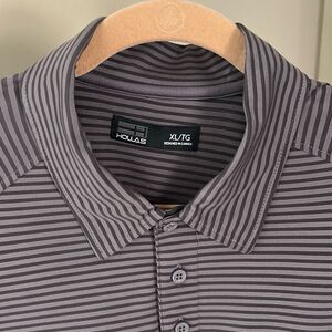 HOLLAS Gray Striped Polo Shirt XL